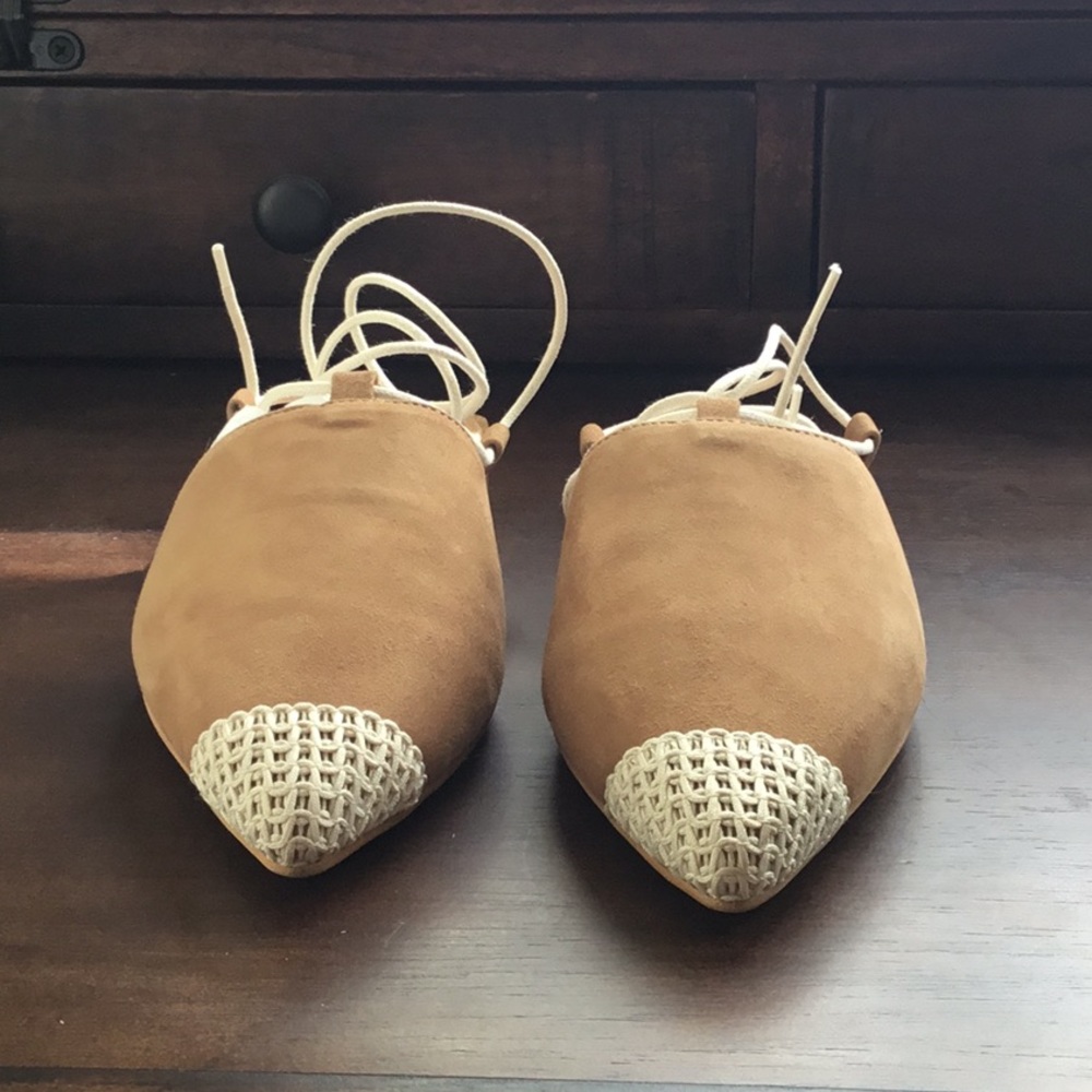 Angel Alarcon Sonya Ankle-Tie Flats NWOT